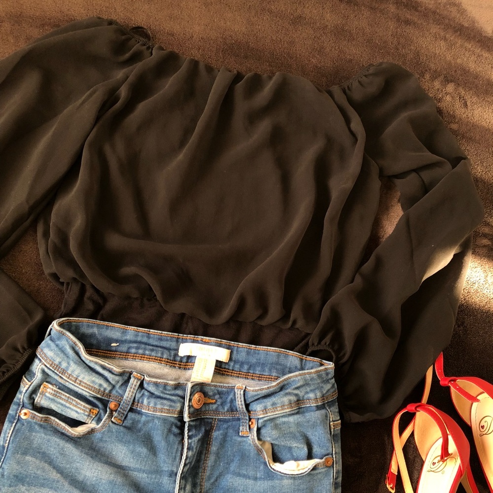 👠Forever 21 Black Mesh bodysuit👠